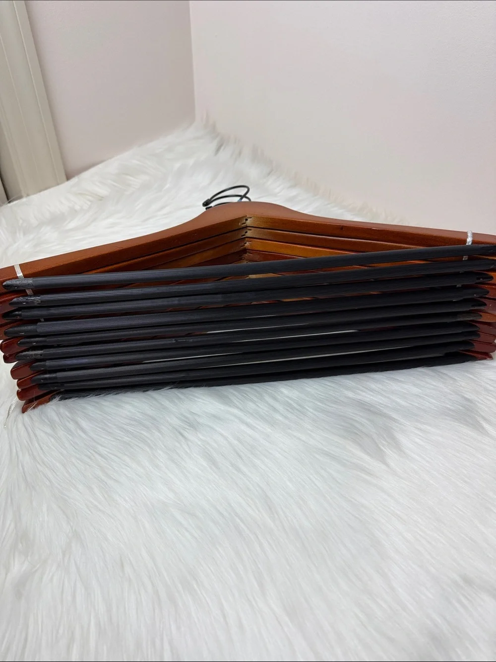 Brookstone Premium Wooden Hangers with Bar in Mahogany  - Set of 10